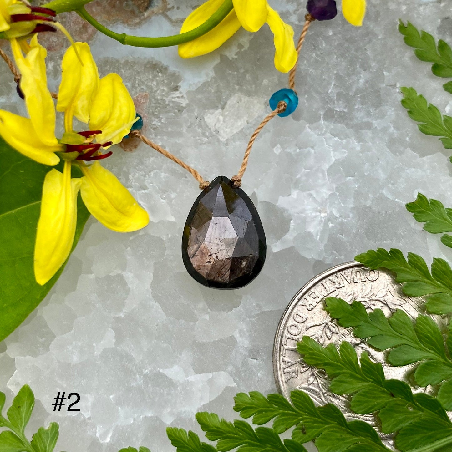 Gold Sheen Sapphire Rainbow Drop