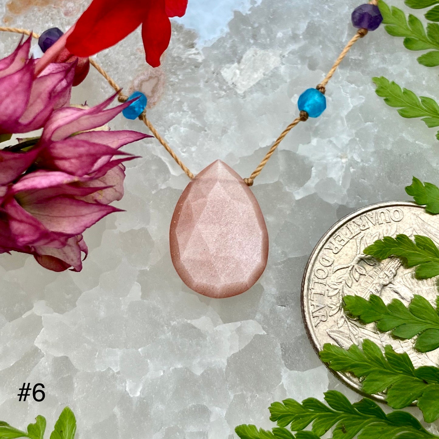 Peach Moonstone Rainbow Drop