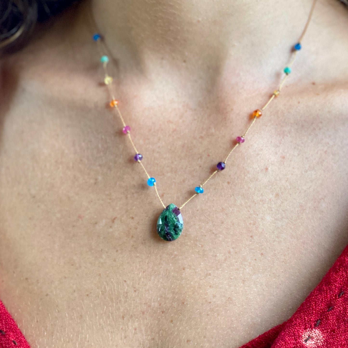 Ruby Zoisite Rainbow Drop