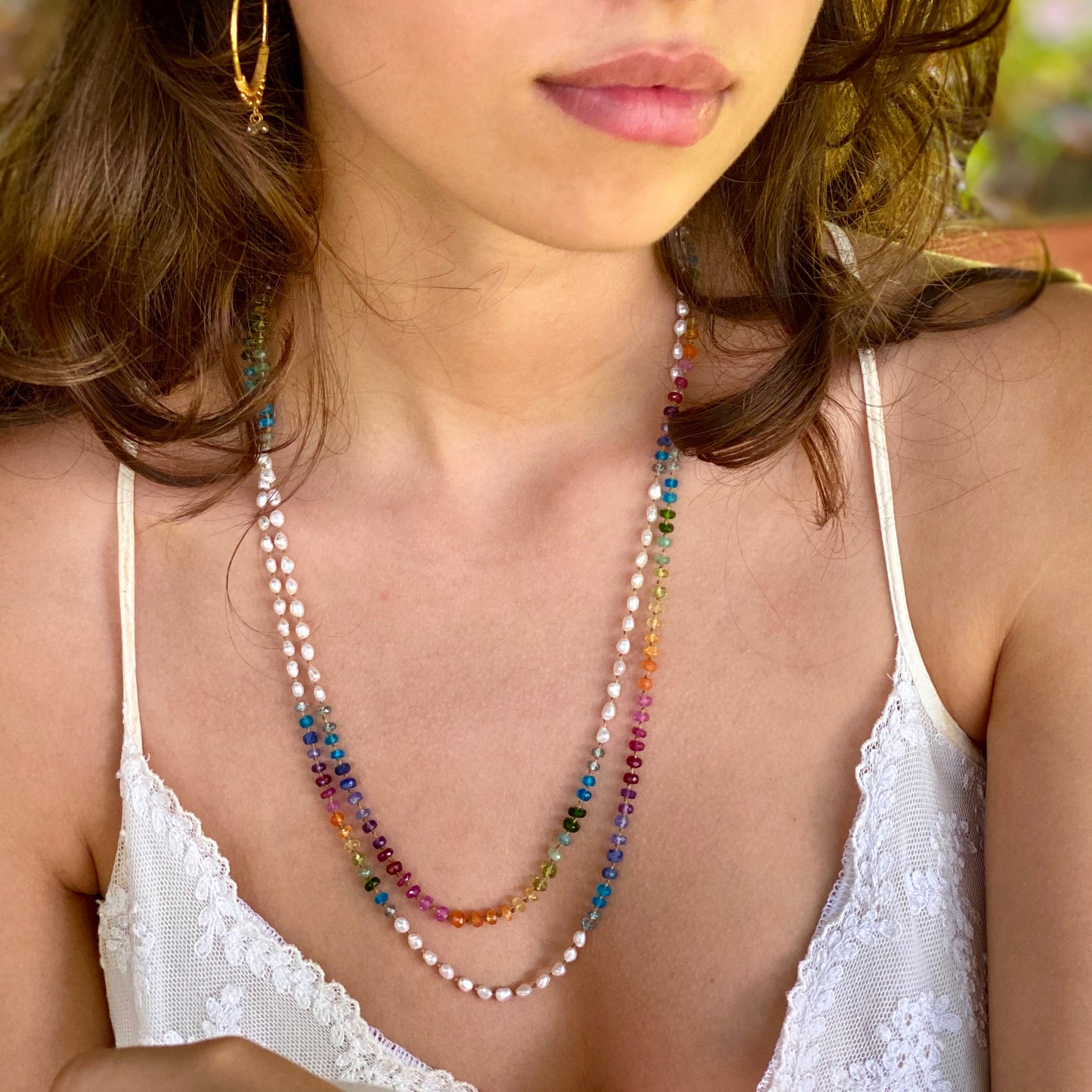 Keshi Pearl Rainbow Lei