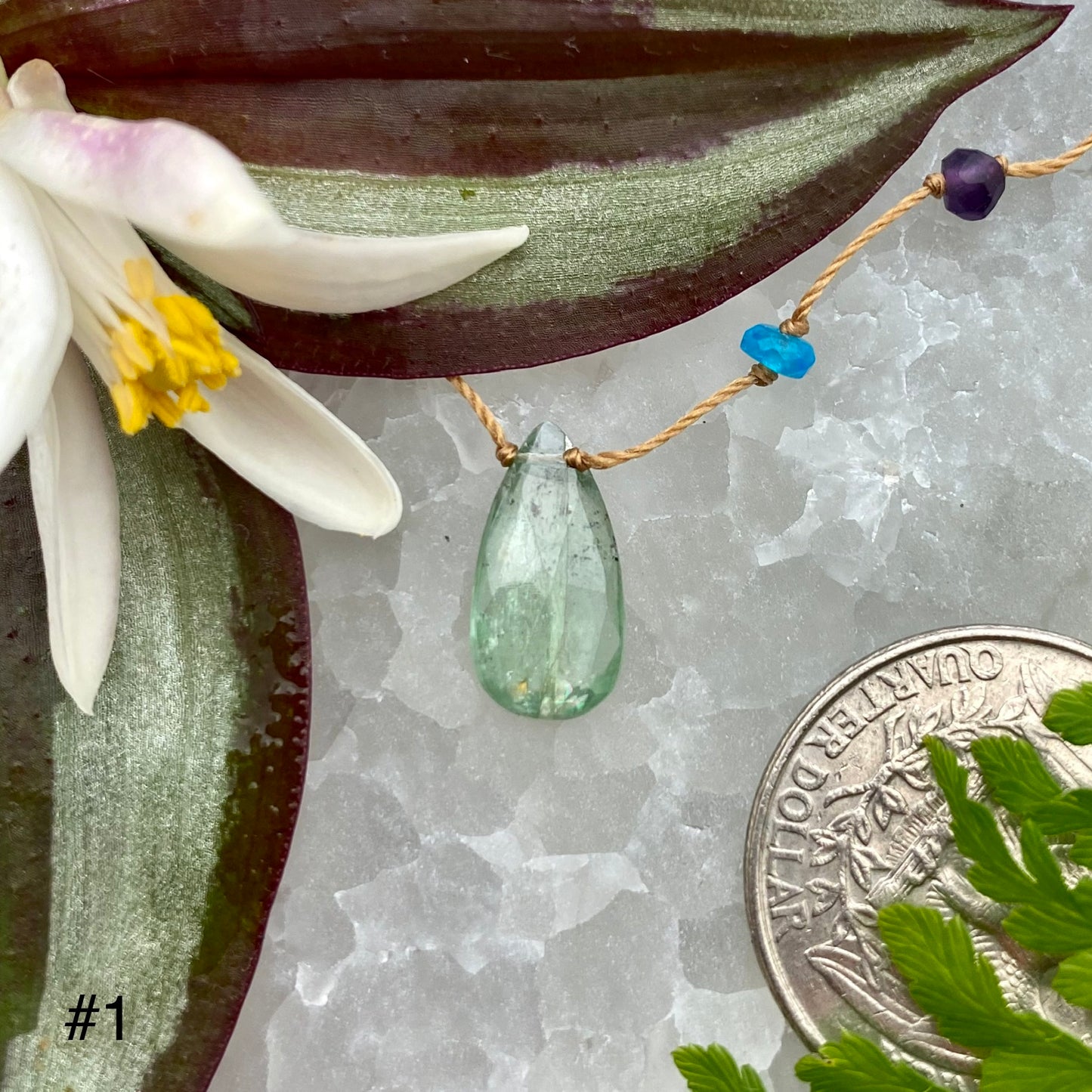 Green Kyanite Rainbow Drop