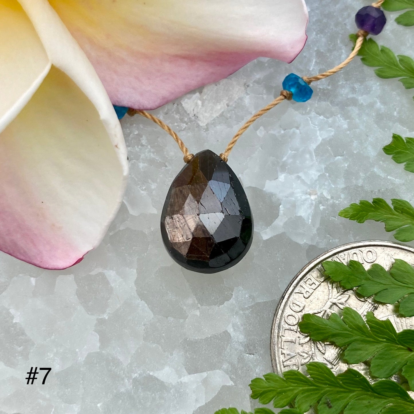 Gold Sheen Sapphire Rainbow Drop
