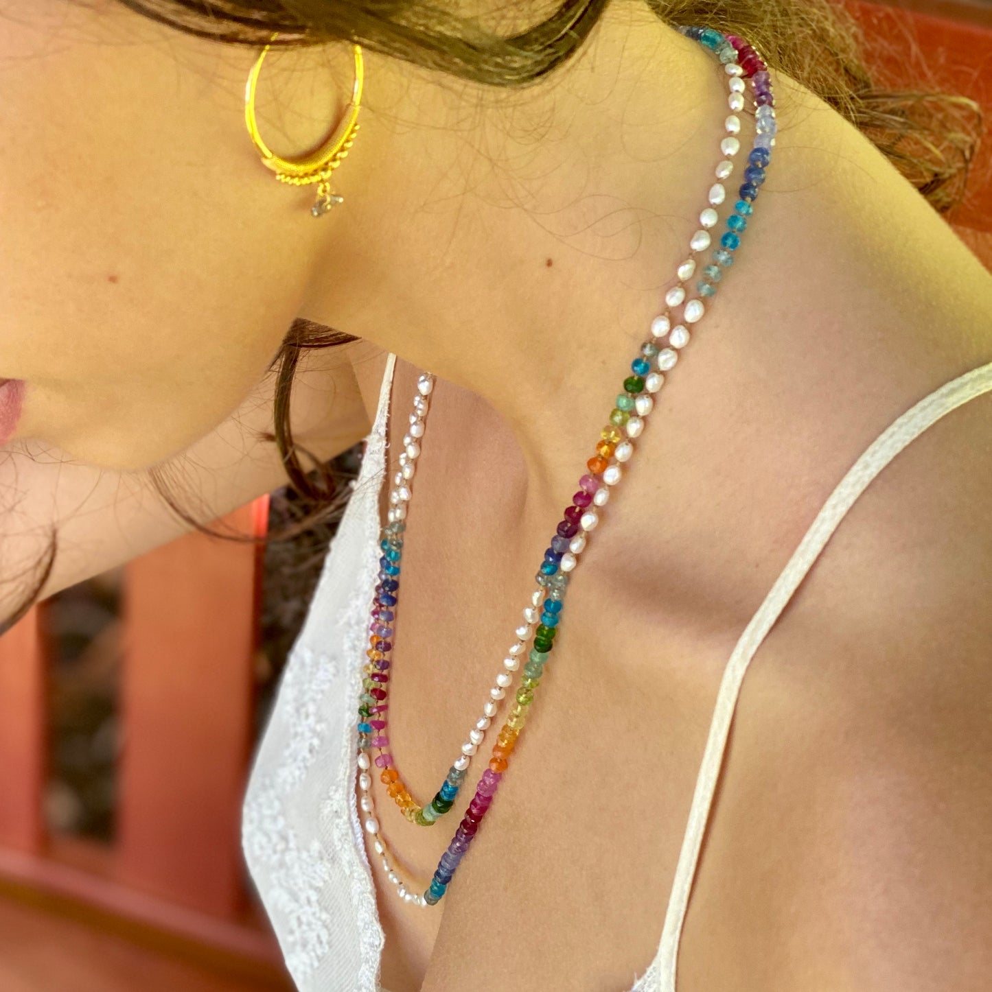 Keshi Pearl Rainbow Lei