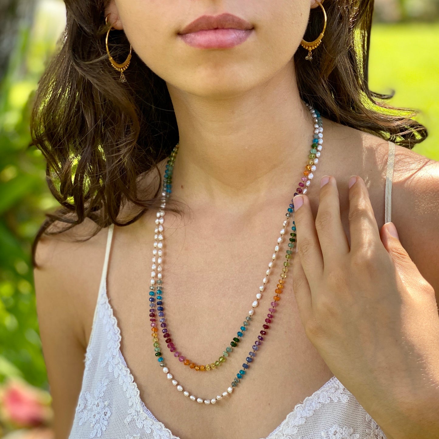 Keshi Pearl Rainbow Lei