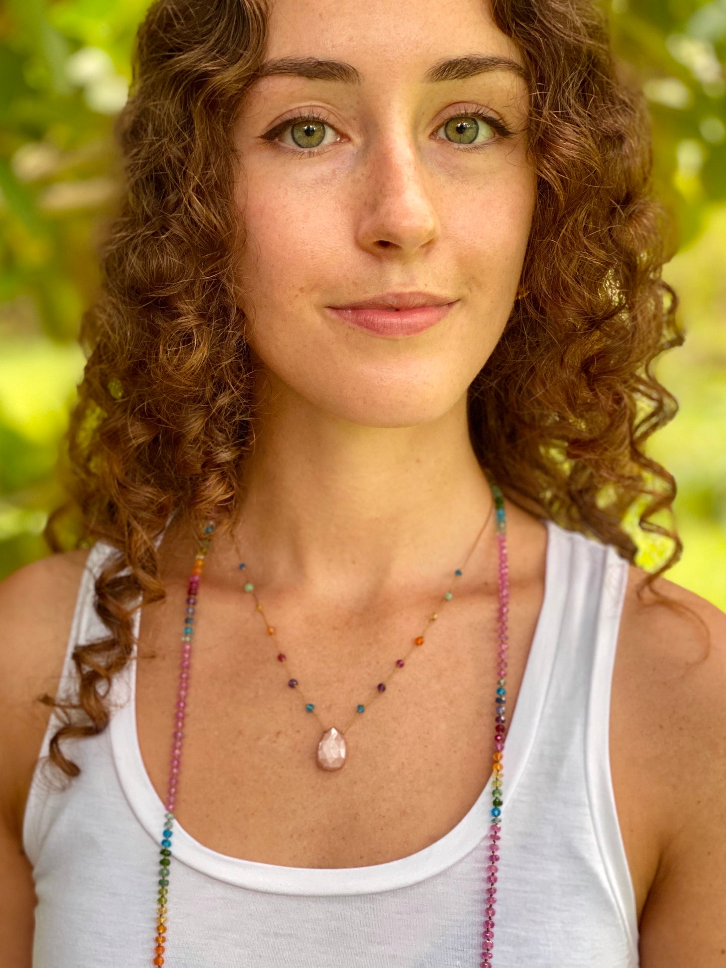 Peach Moonstone Rainbow Drop