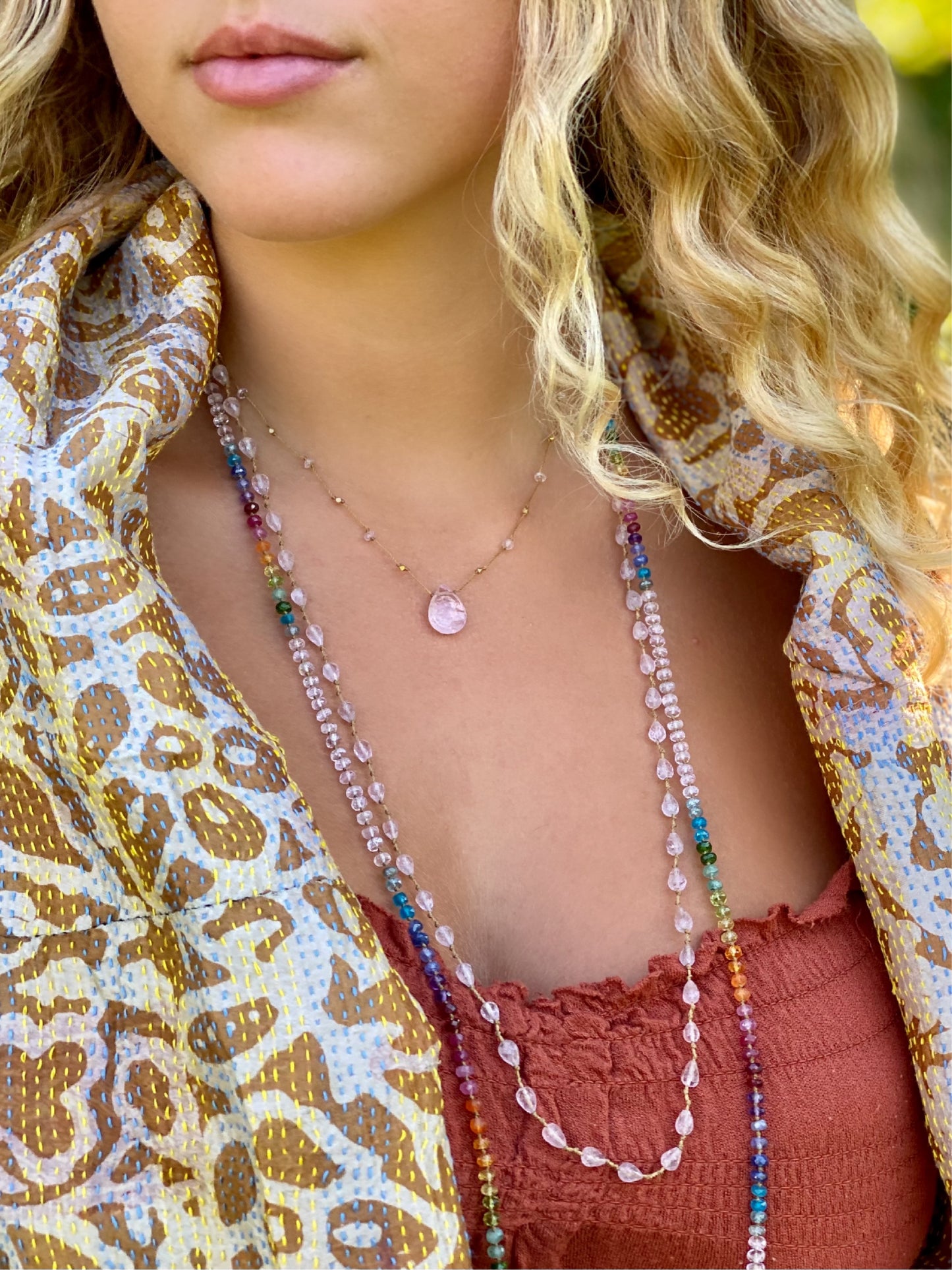 Morganite Rainbow Lei
