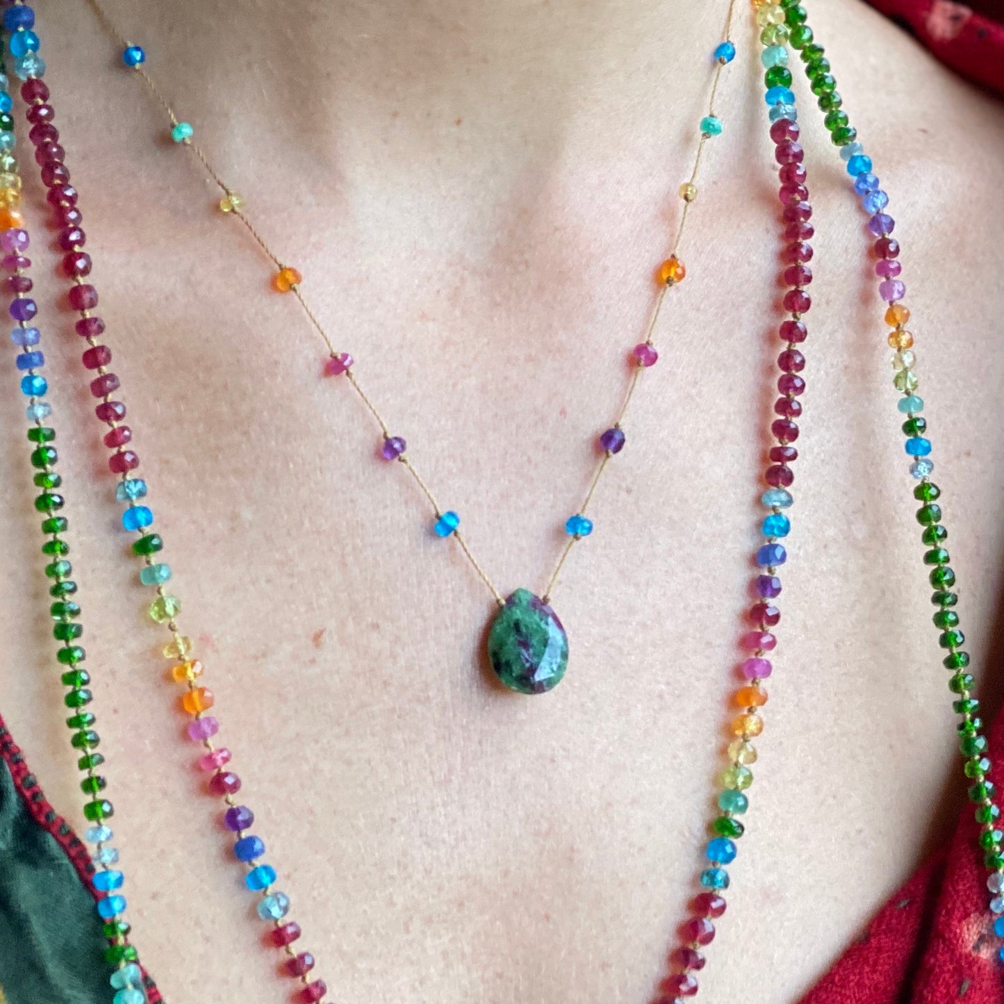 Ruby Zoisite Rainbow Drop