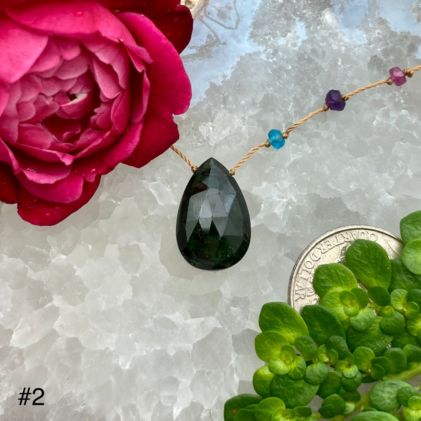 Dark Tourmaline Rainbow Drop