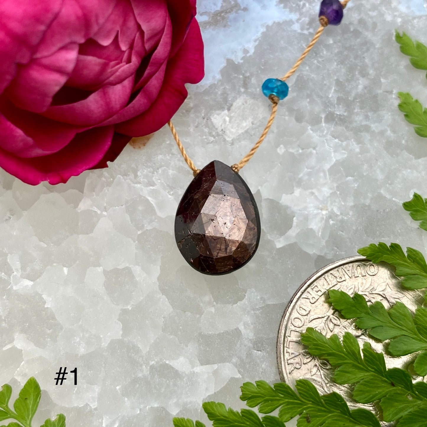 Gold Sheen Sapphire Rainbow Drop