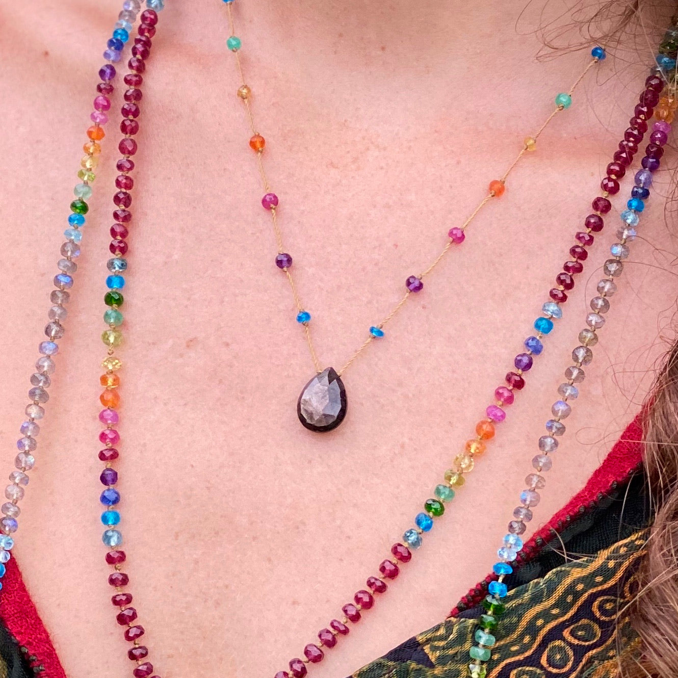 Gold Sheen Sapphire Rainbow Drop