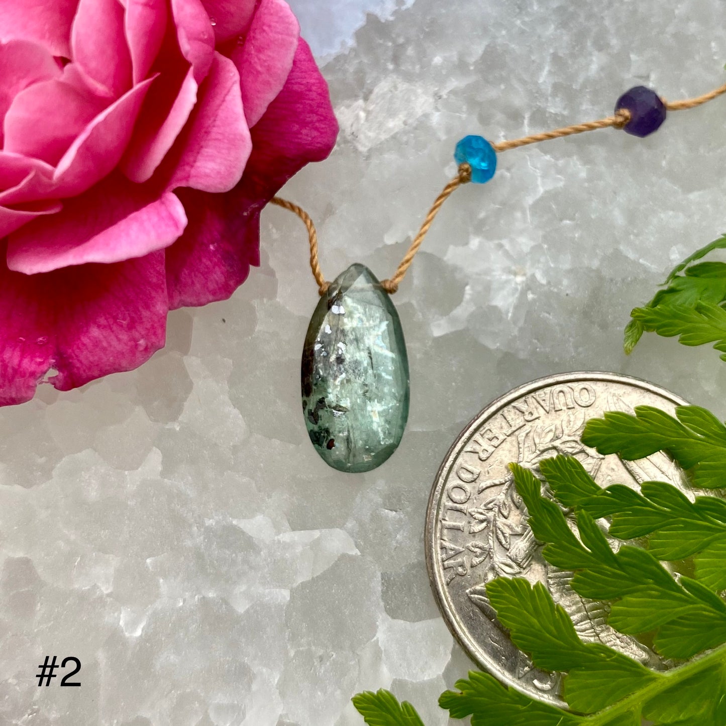 Green Kyanite Rainbow Drop