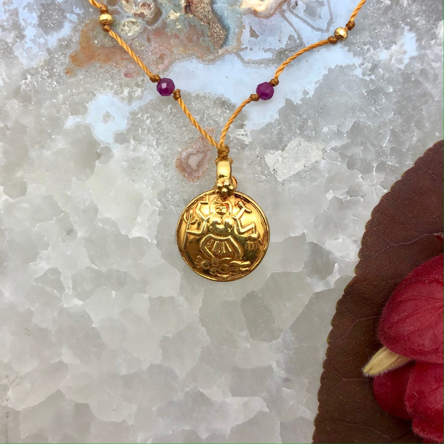 Gold Ganesha with Ruby