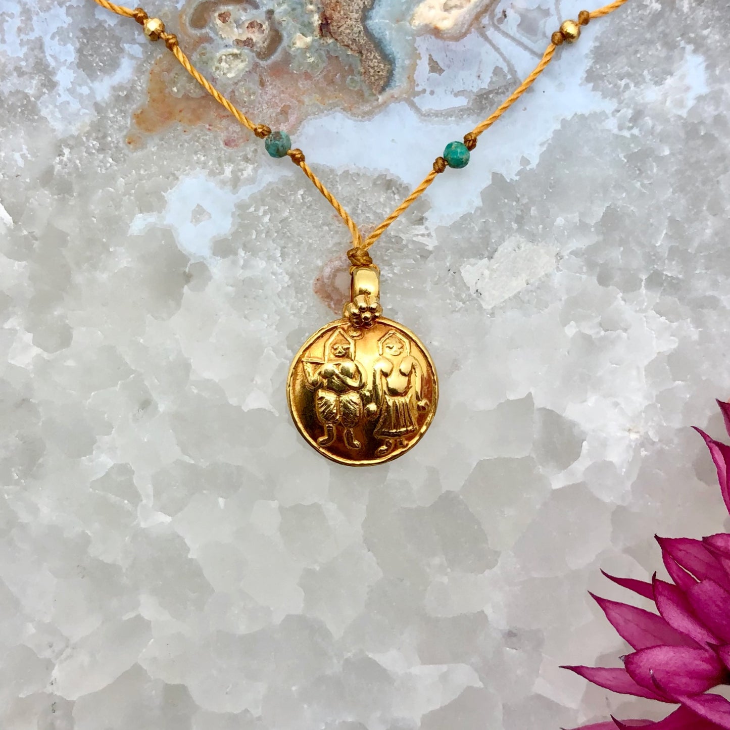 Gold Ganesha with Emerald