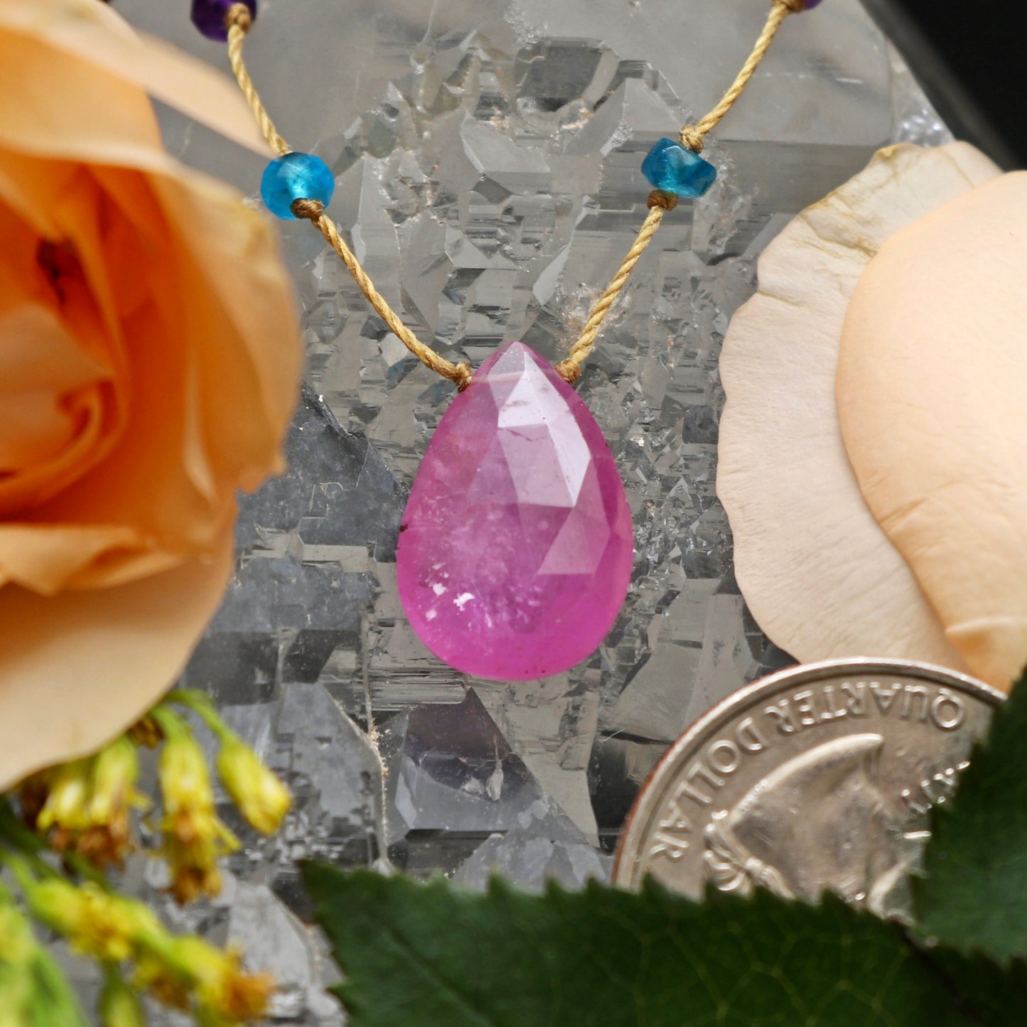 Pink Sapphire Rainbow Drop