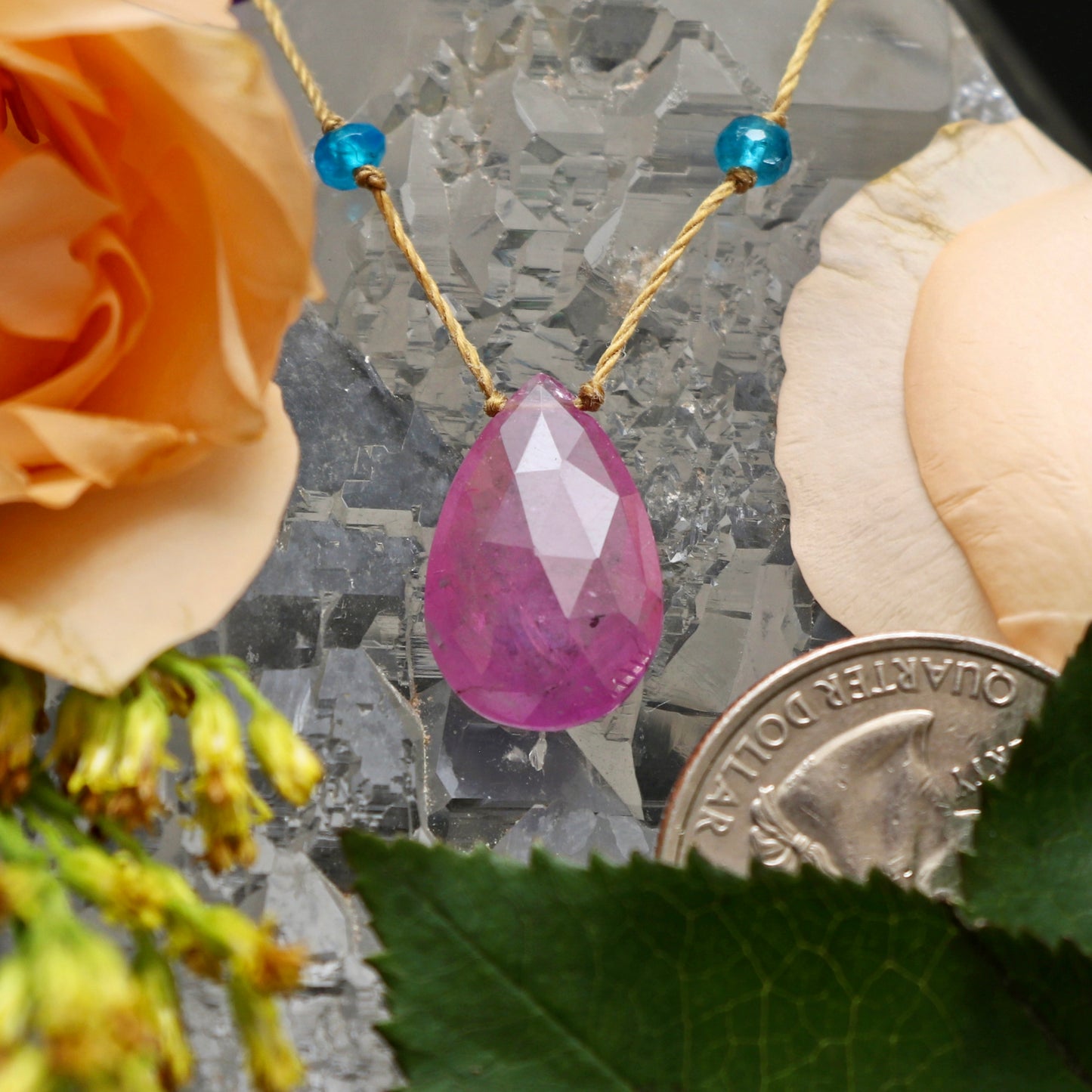 Pink Sapphire Rainbow Drop