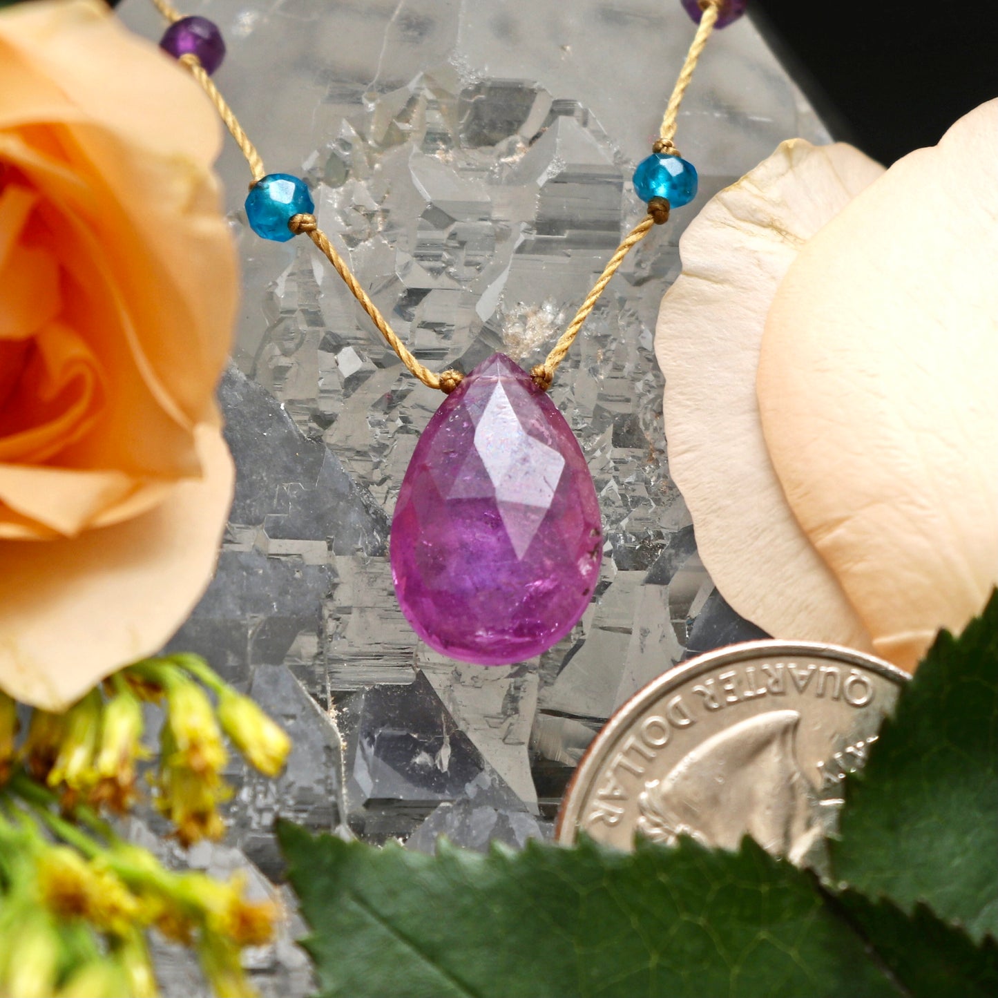Pink Sapphire Rainbow Drop