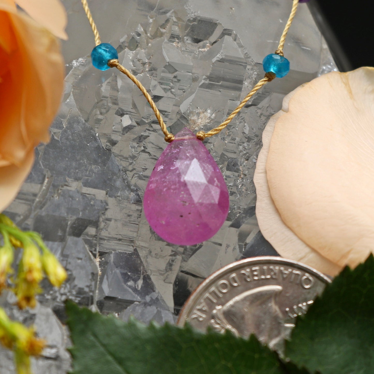 Pink Sapphire Rainbow Drop