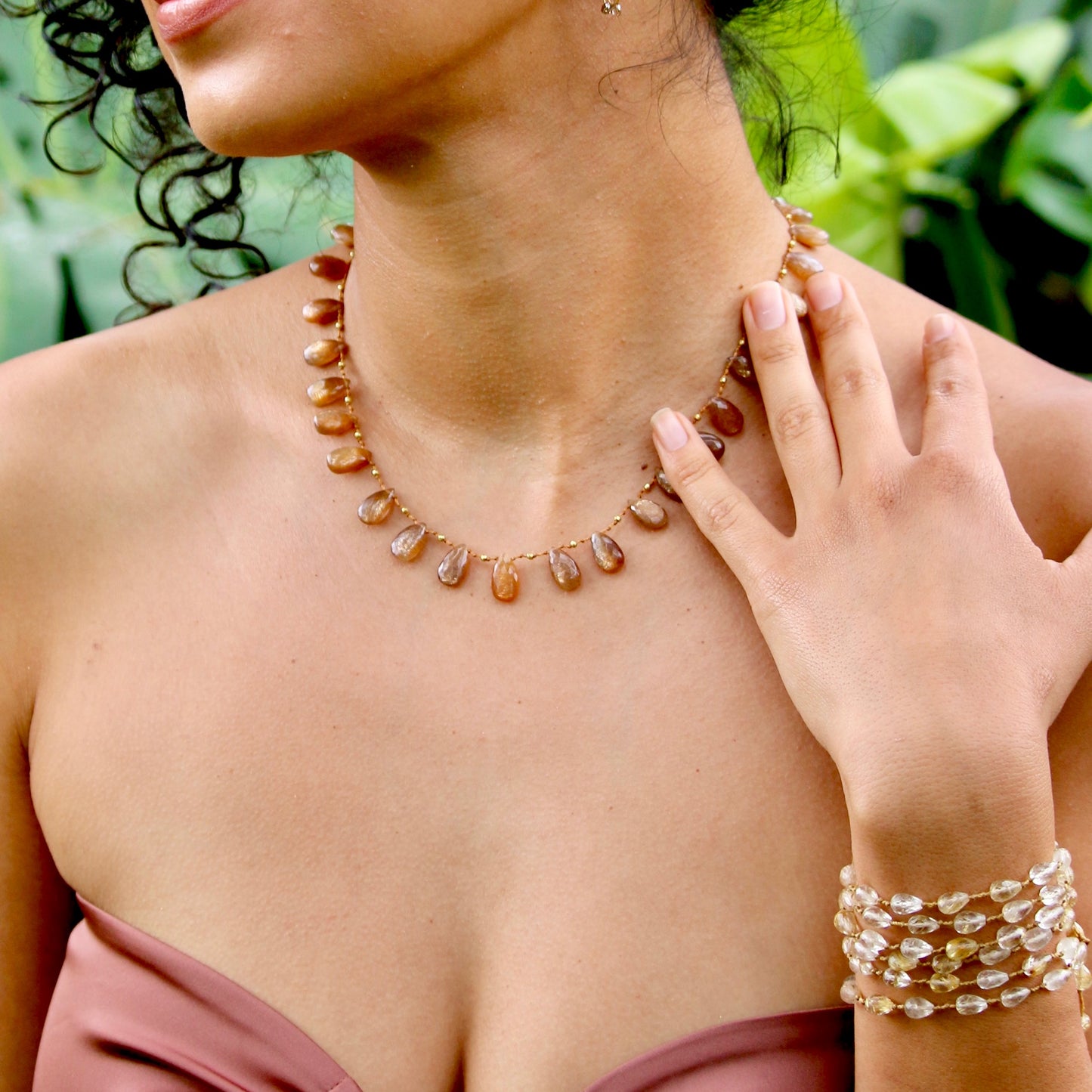 Rutilated Quartz Drop Lei