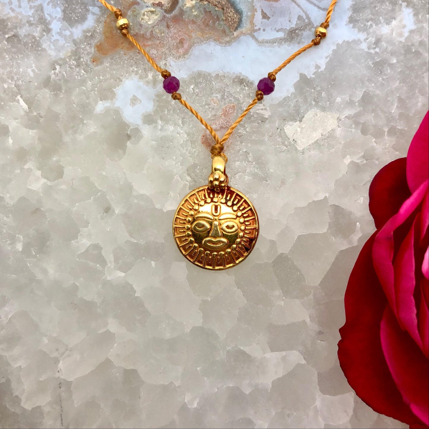 Gold Ganesha with Ruby