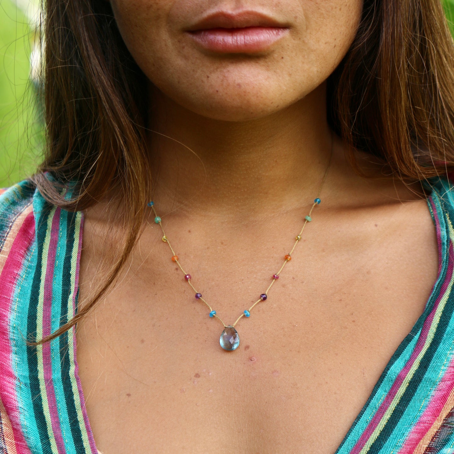 Teal Fluorite Rainbow Drop