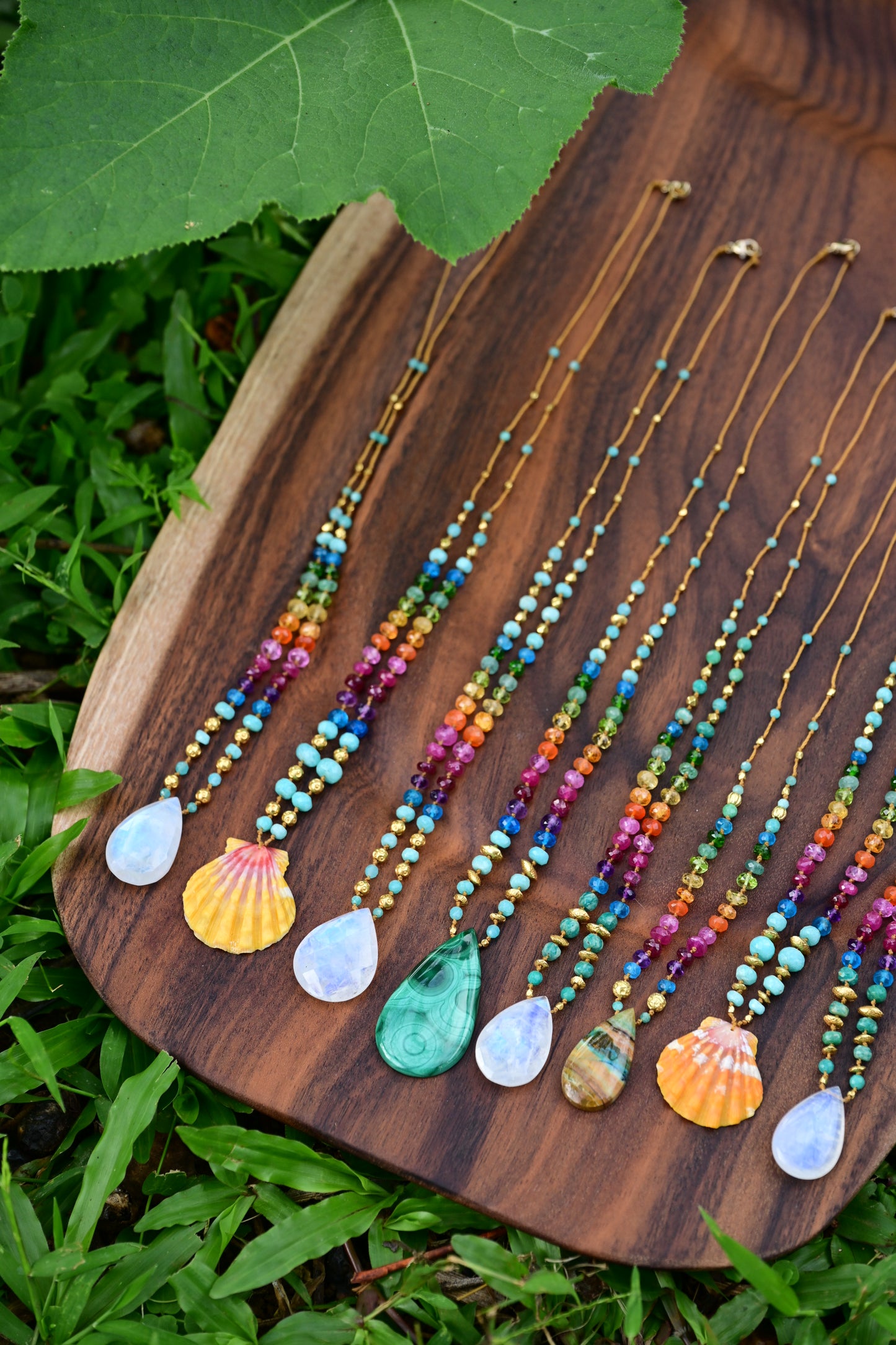Sunrise Shell with Amazonite & Gold Rainbow Mana