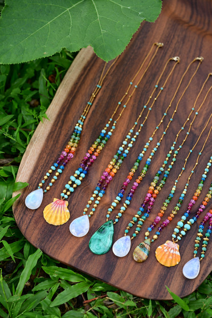 Sunrise Shell with Amazonite & Gold Rainbow Mana