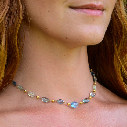 Aquamarine Fluorite & Gold