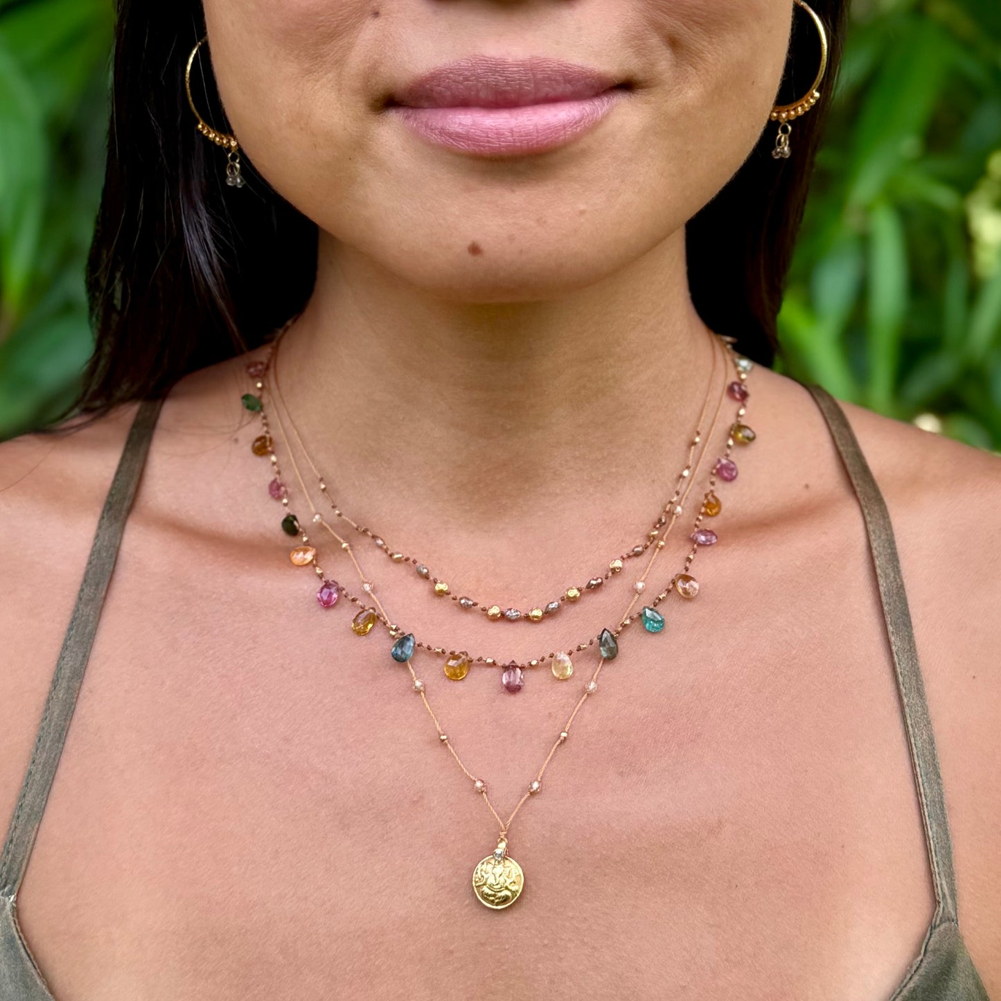 Gold Ganesha with Diamond Alohi Drop