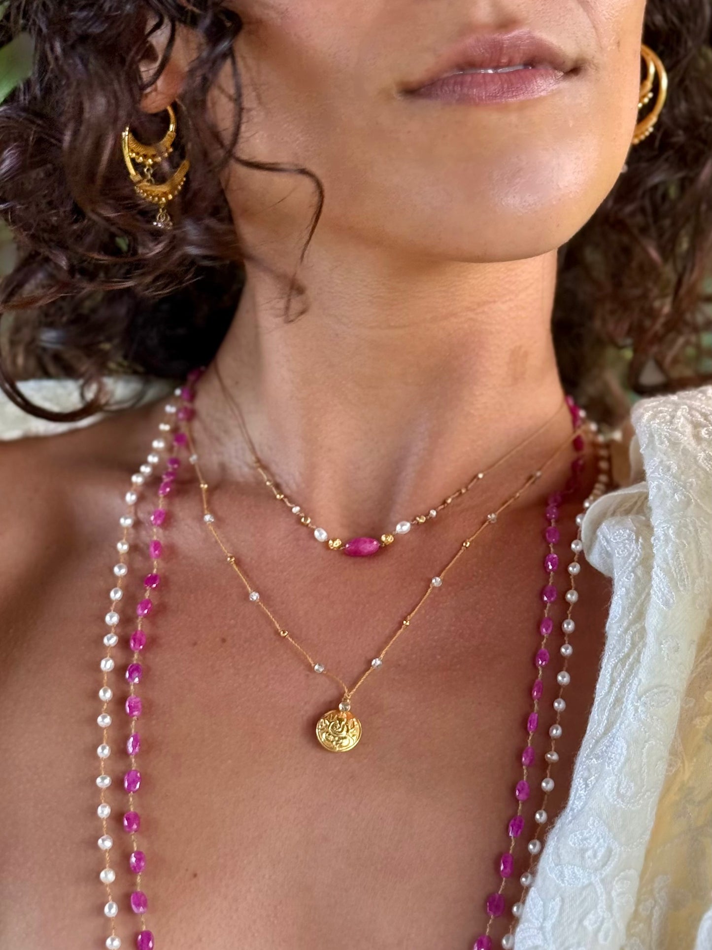 Pink Sapphire with South Sea Keshi Nōhie