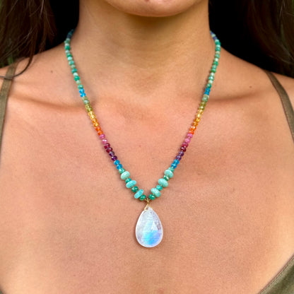 Moonstone with Amazonite Rainbow Mana