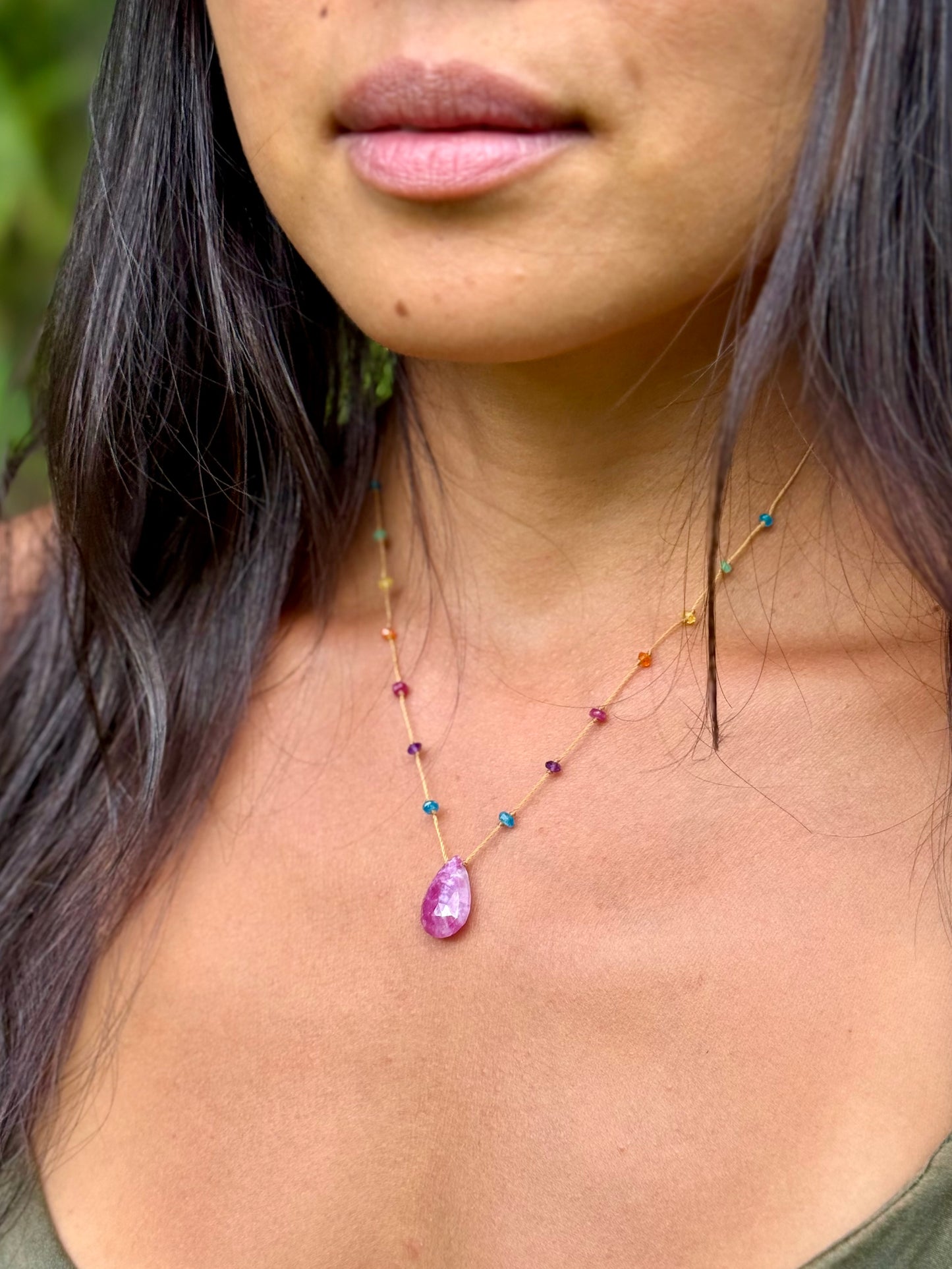 Textured Ruby Rainbow Drop