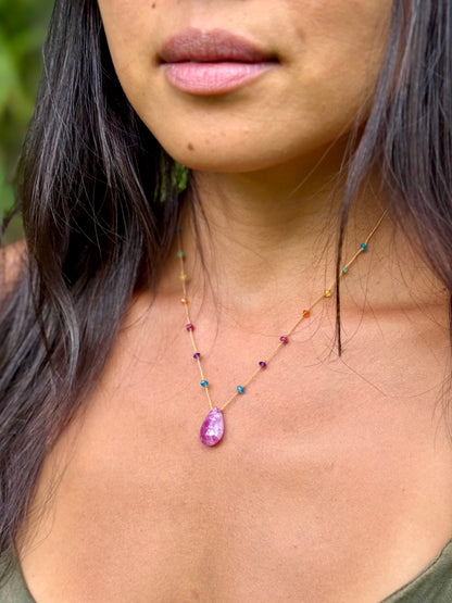 Textured Ruby Rainbow Drop