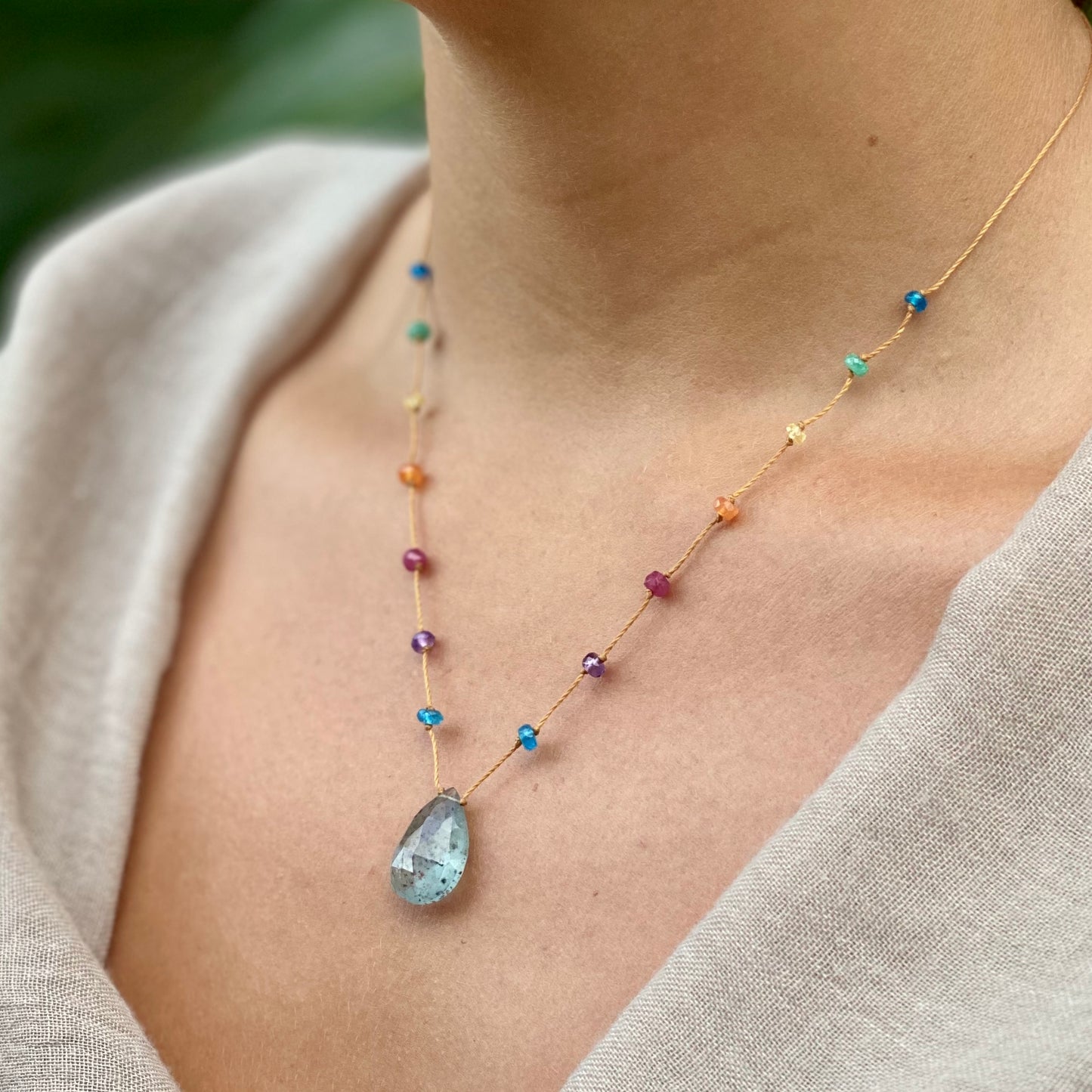 Moss Aquamarine Rainbow Drop