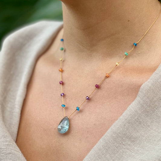 Moss Aquamarine Rainbow Drop
