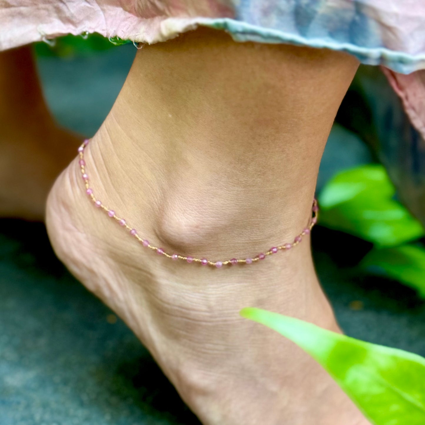 Pink Tourmaline Anklet