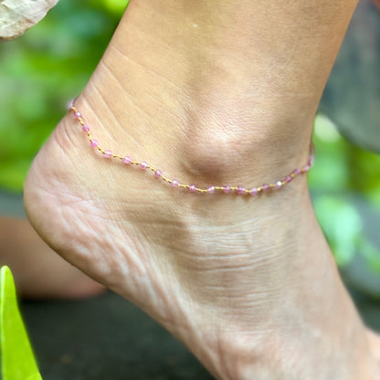 Pink Tourmaline Anklet
