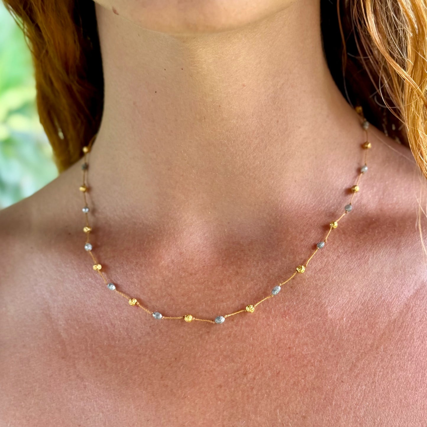 Spacious Grey Diamond and Gold Strand