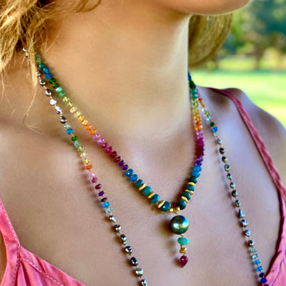 Tahitian Keshi Pearl Rainbow Lei