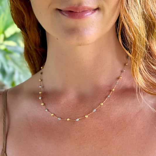 Spacious Grey Diamond and Gold Strand