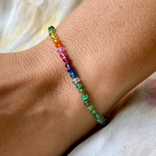 Zambian Emerald Rainbow Bracelet