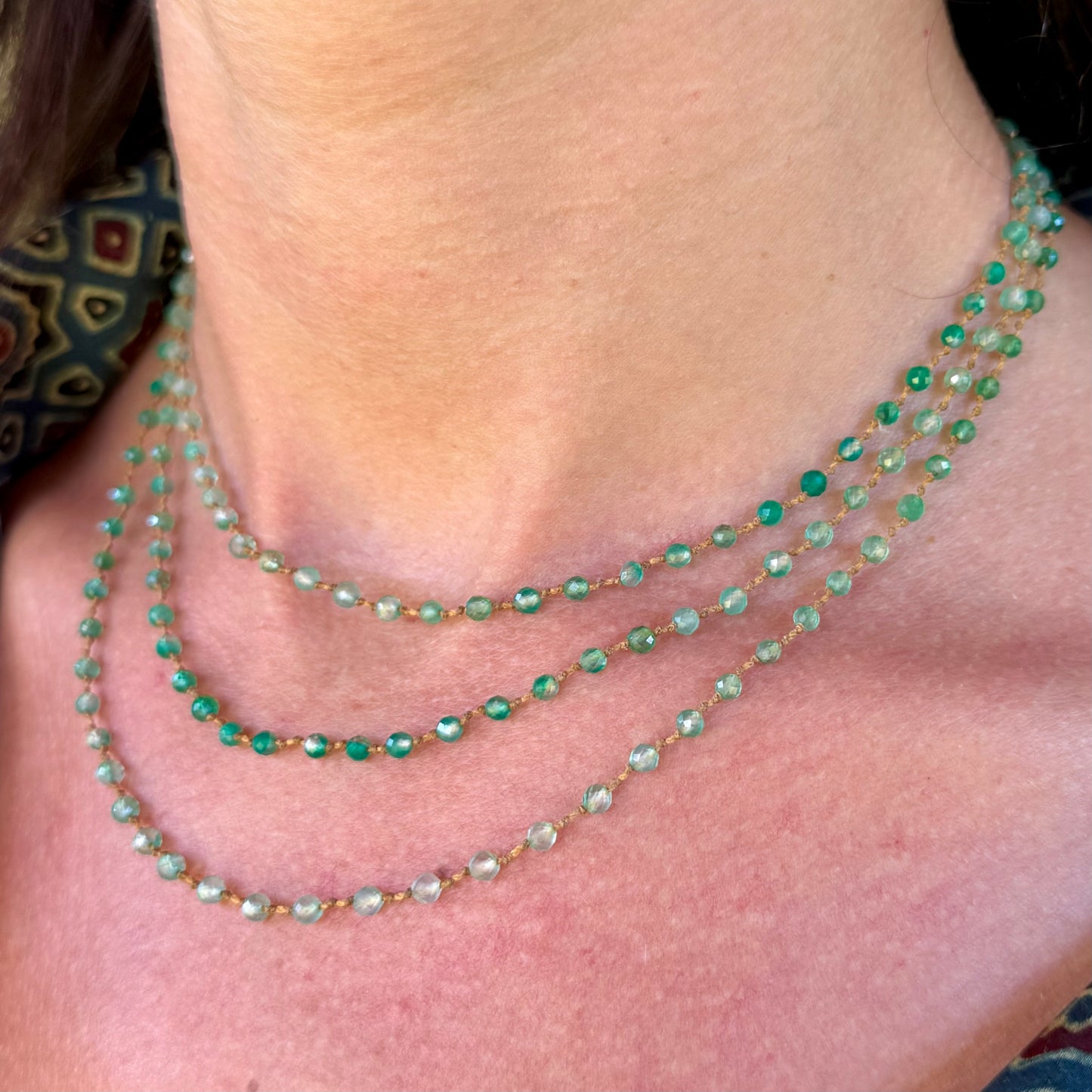 Tiny Green Onyx Long Lei