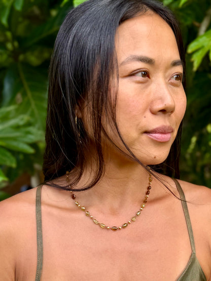 Olive  Tsavorite and Gold Necklet