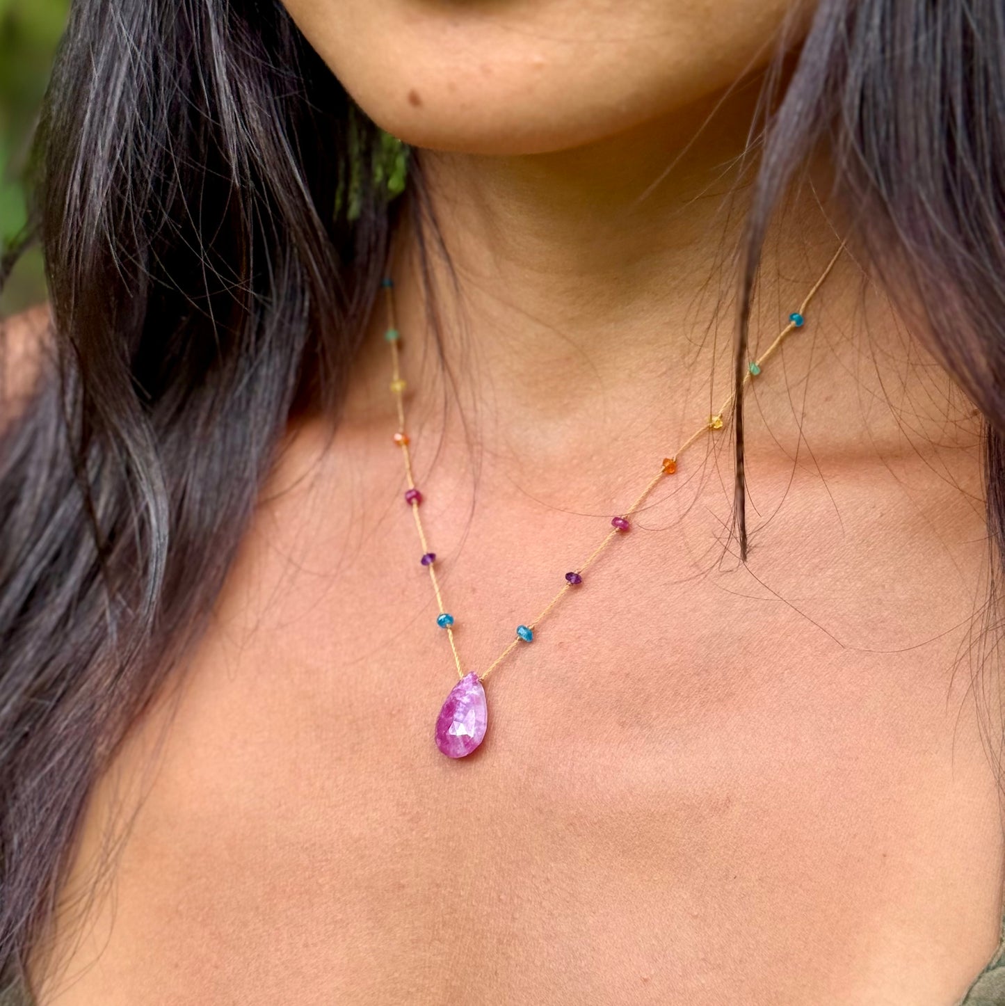 Textured Ruby Rainbow Drop
