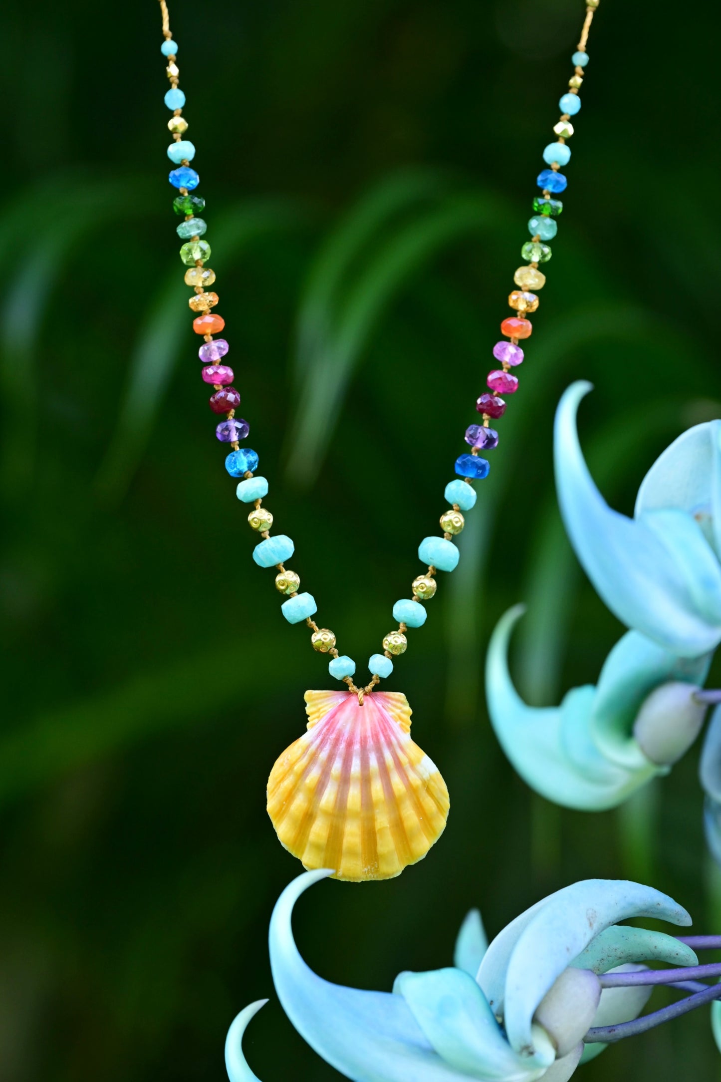 Sunrise Shell with Amazonite & Gold Rainbow Mana