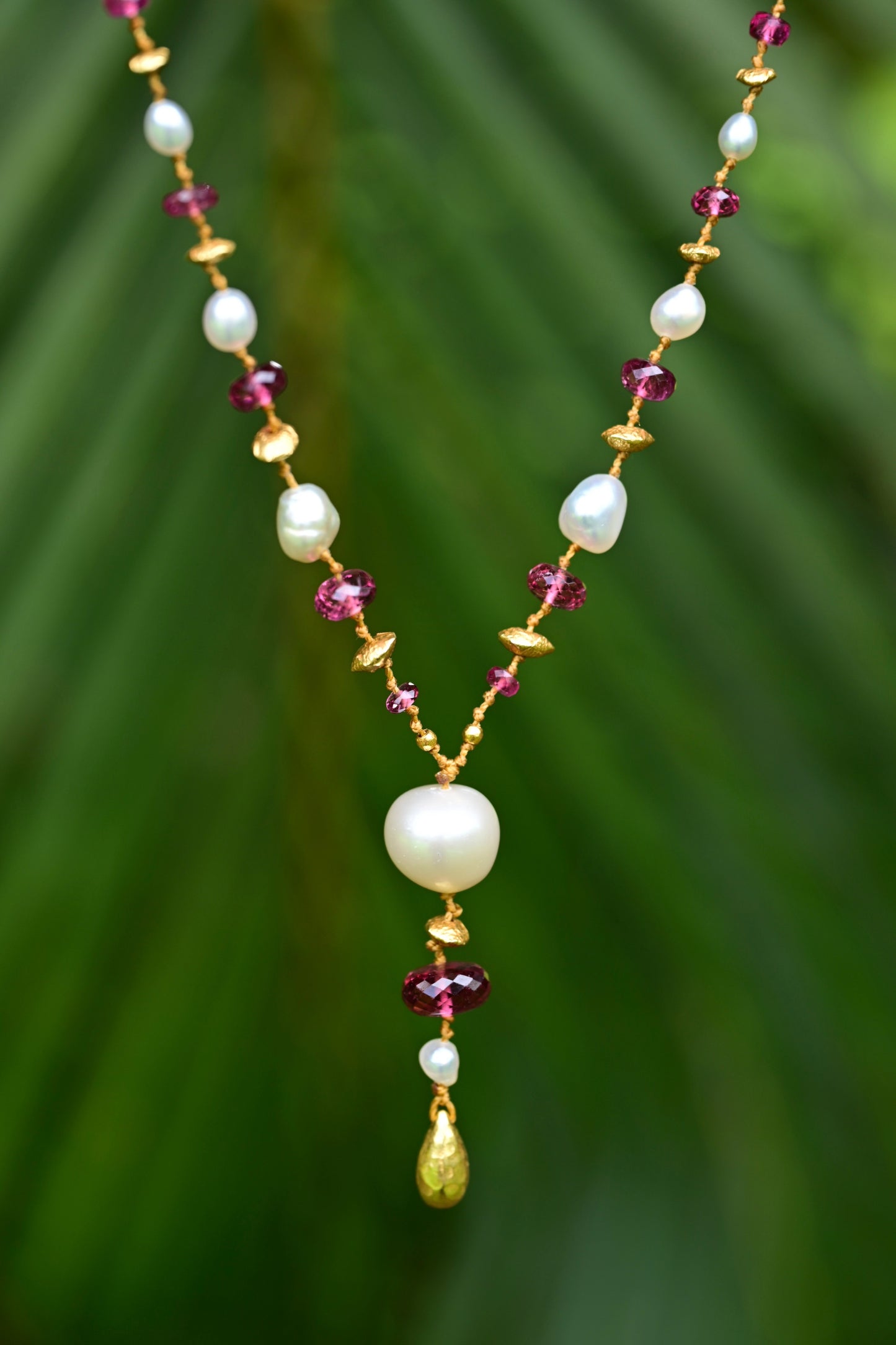 Pink Tourmaline and South Sea Pearl Kulu Nani