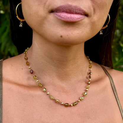 Olive  Tsavorite and Gold Necklet