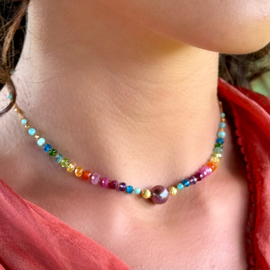 Floating Purple Pearl with Gold Rainbow Mana