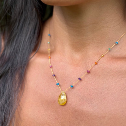Yellow Aquamarine Rainbow Drop
