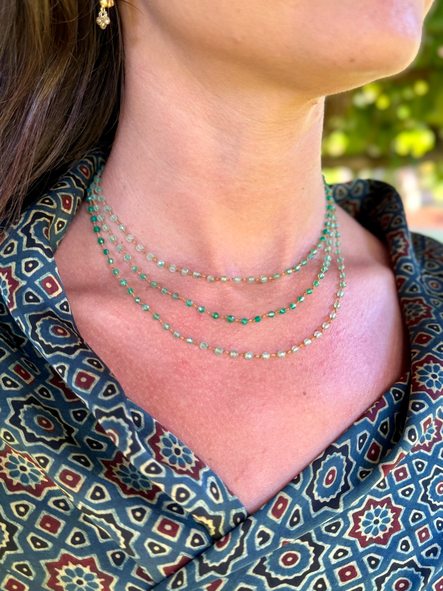 Tiny Green Onyx Long Lei