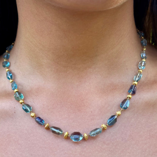 Fluorite Organically Cut Choker with Gold